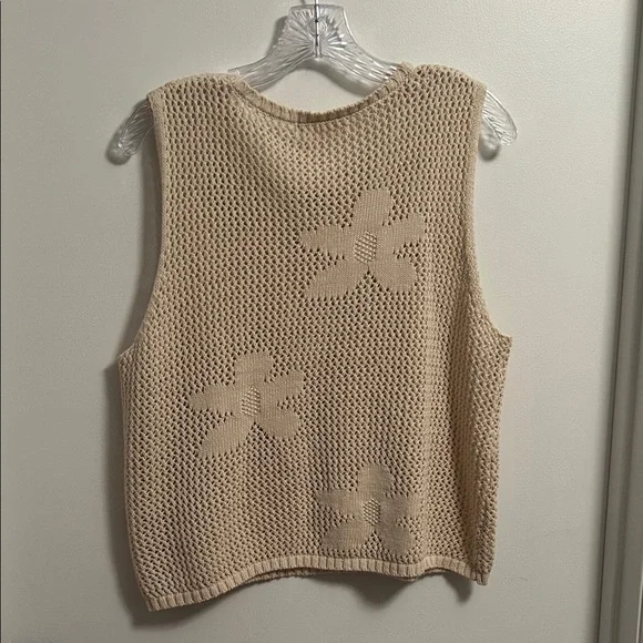 By Together Cream Sleeveless  Crochet Sweater - Picture 3 of 3